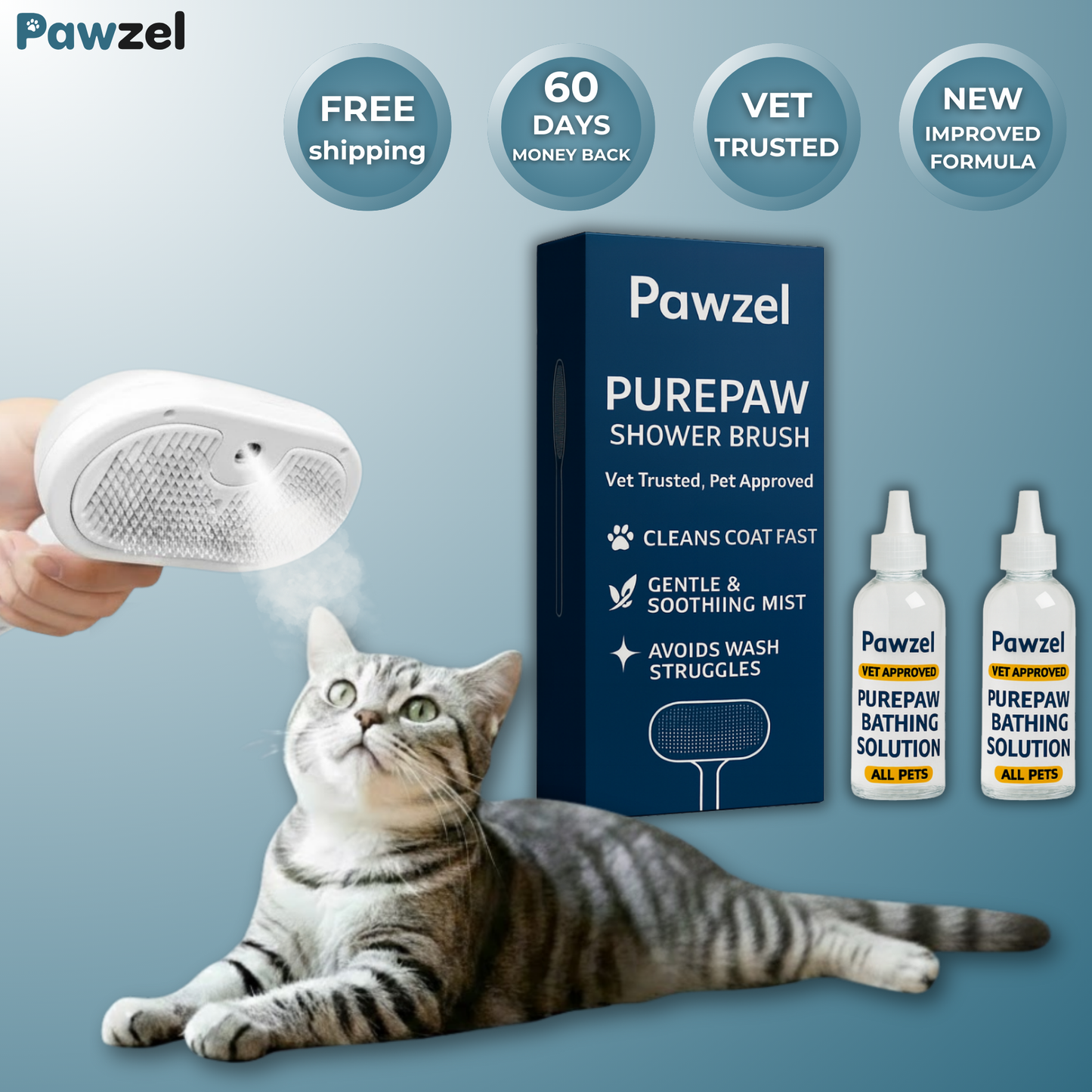 Pawzel PurePaw™ Shower Brush Bathing Kit